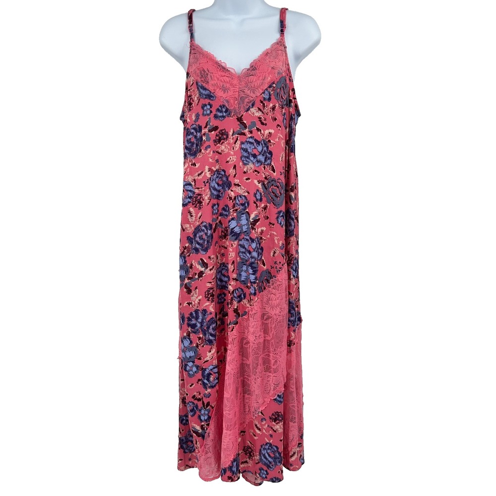 Free People Boho Fairy Patchwork Slip Dress Womens S Floral Lace Coquette Unique